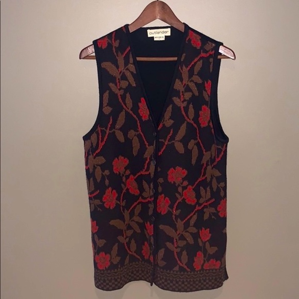 Vintage Outlander Floral Sweater Vest Large